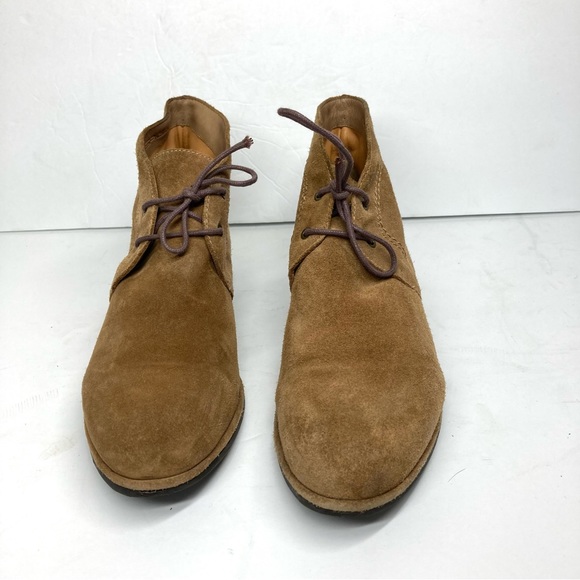 Via Spiga Ignia Booties Lace Up Tan Suede Flat Boots Camel 9 M - Picture 3 of 12